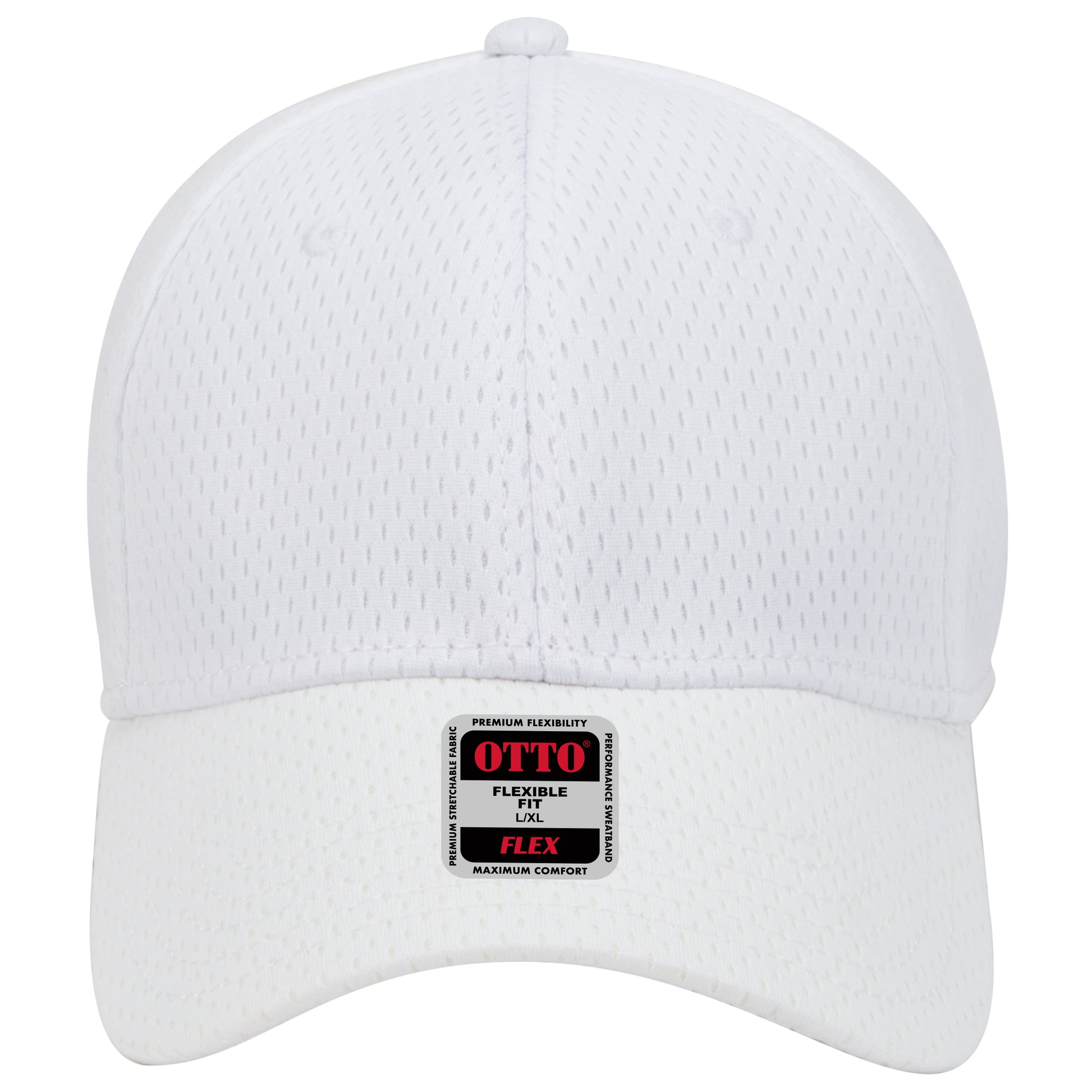 6-Panel Low Profile Baseball Cap — Flex Fit — Custom Leather Patch in White