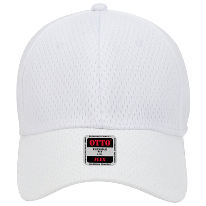 6-Panel Low Profile Baseball Cap — Flex Fit — Custom Leather Patch in White