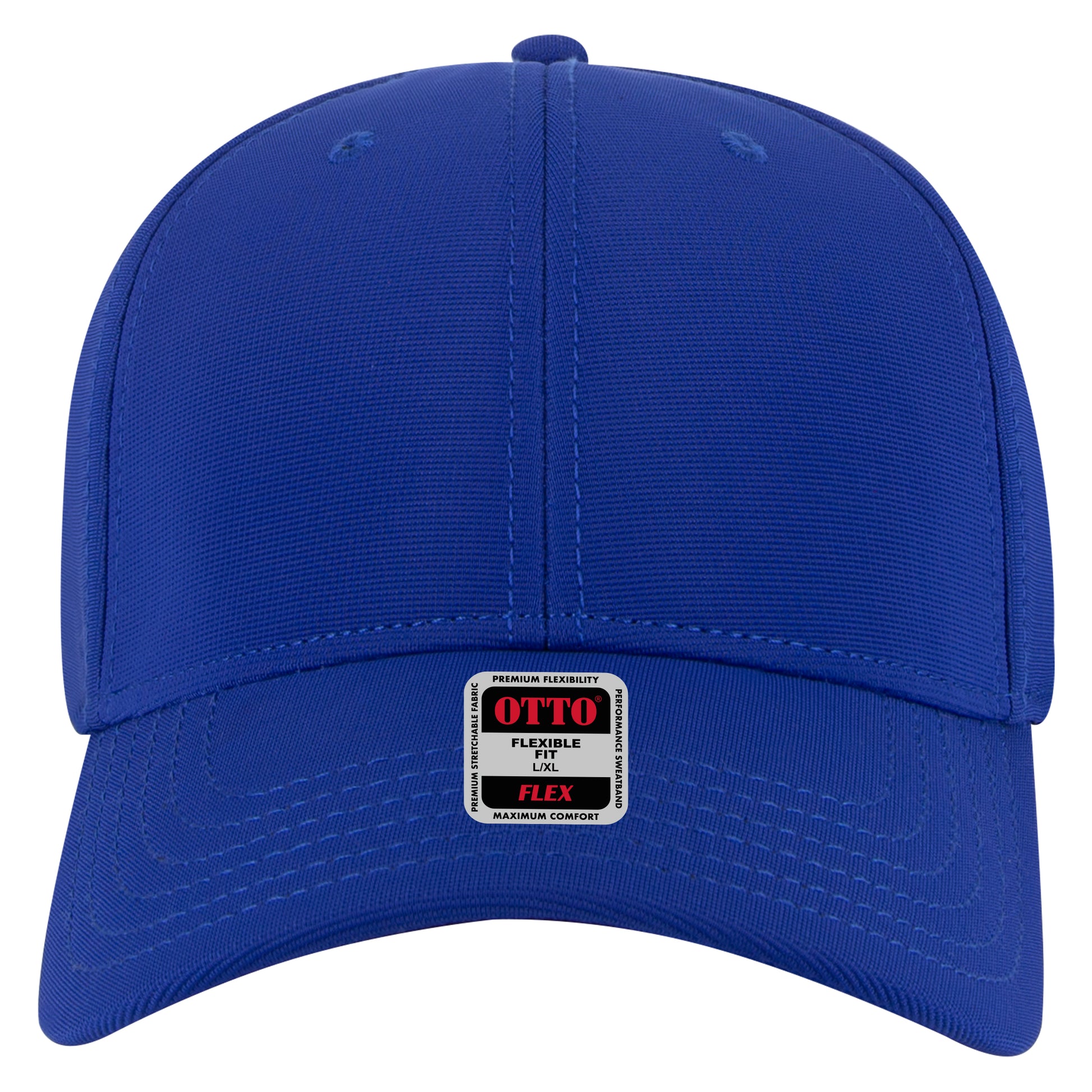 6-Panel Low Profile Baseball Cap — Flex Fit — Custom Leather Patch in Royal
