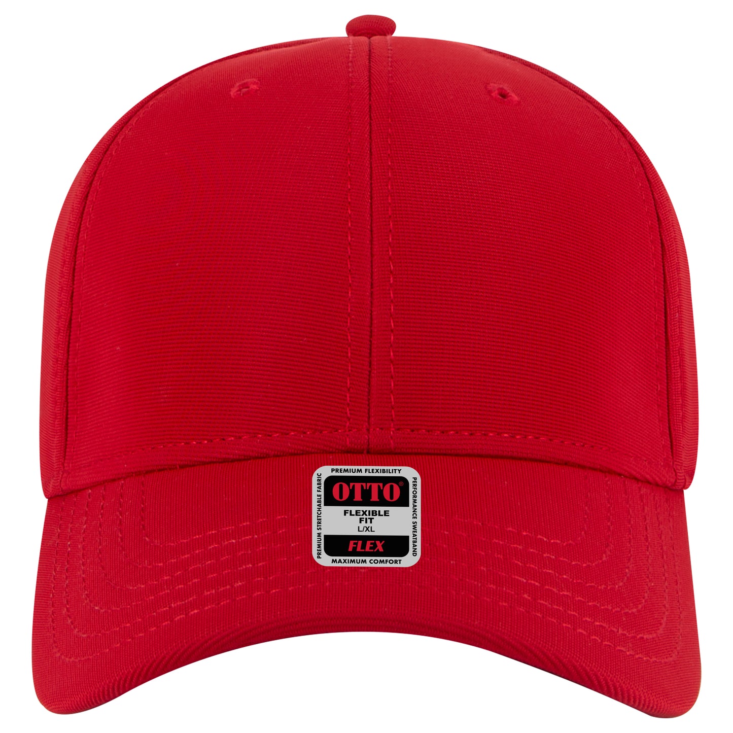 6-Panel Low Profile Baseball Cap — Flex Fit — Custom Leather Patch in Red