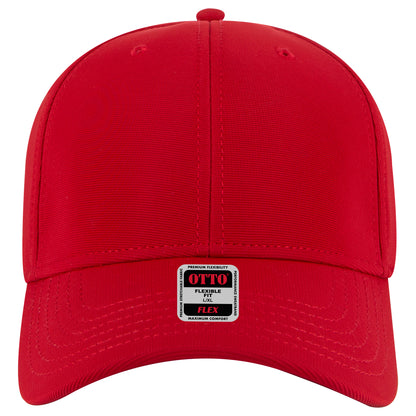 6-Panel Low Profile Baseball Cap — Flex Fit — Custom Leather Patch in Red