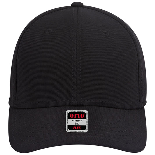 6-Panel Low Profile Baseball Cap — Flex Fit — Custom Leather Patch in Black