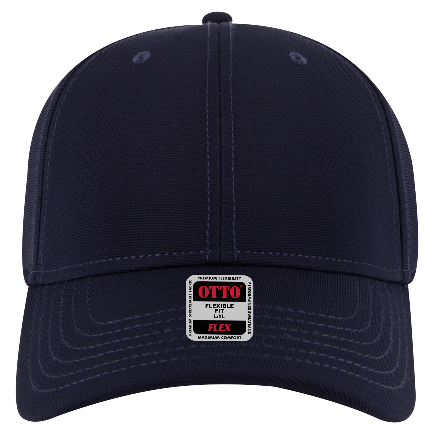 6-Panel Low Profile Baseball Cap — Flex Fit — Custom Leather Patch in Navy