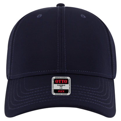 6-Panel Low Profile Baseball Cap — Flex Fit — Custom Leather Patch in Navy