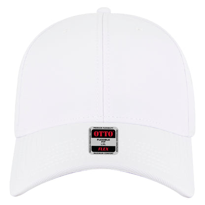 6-Panel Low Profile Baseball Cap — Flex Fit — Custom Leather Patch in White