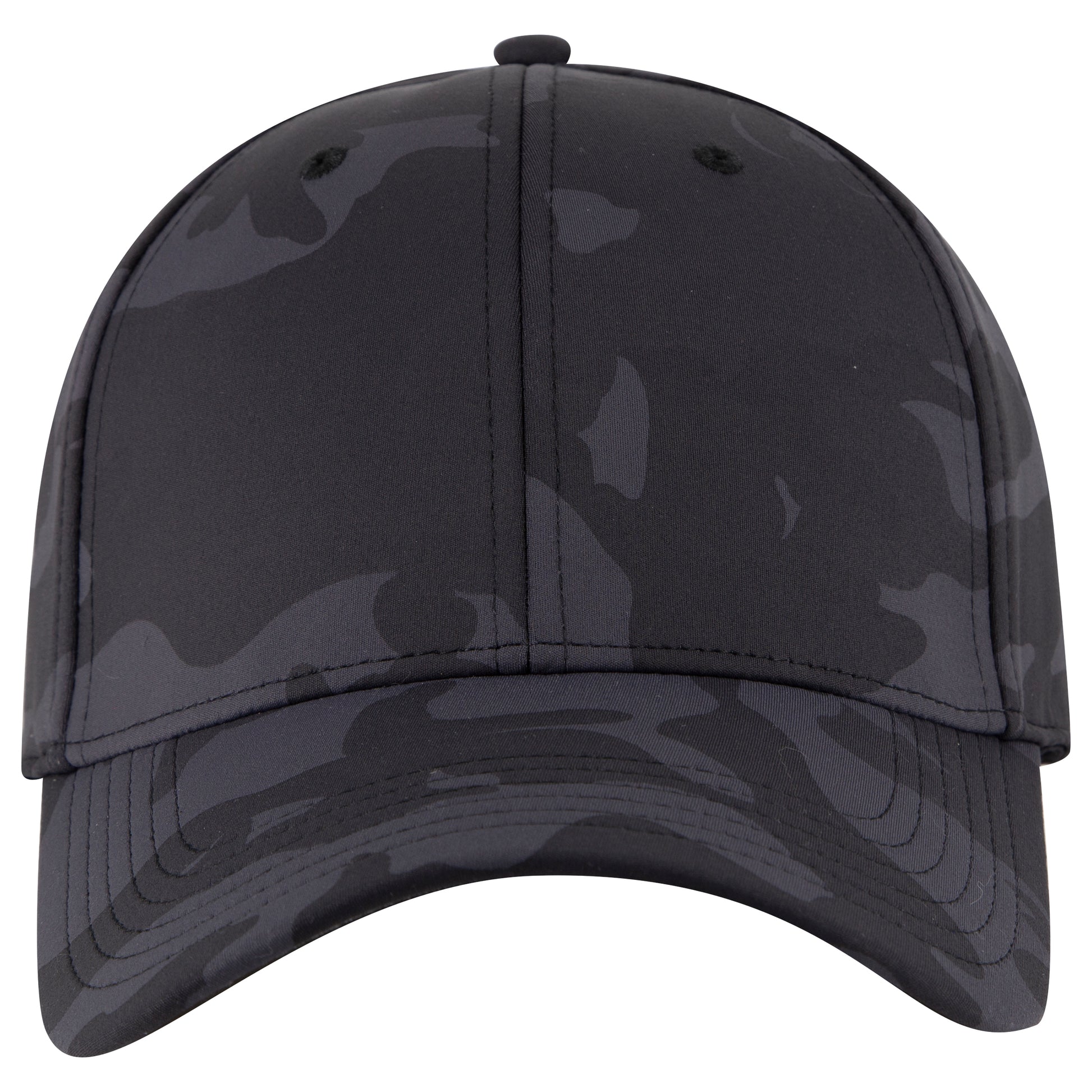 6-Panel Low Profile Baseball Cap — Flex Fit — Custom Leather Patch in Ch.Gry Gry Sk.Blu /Blk
