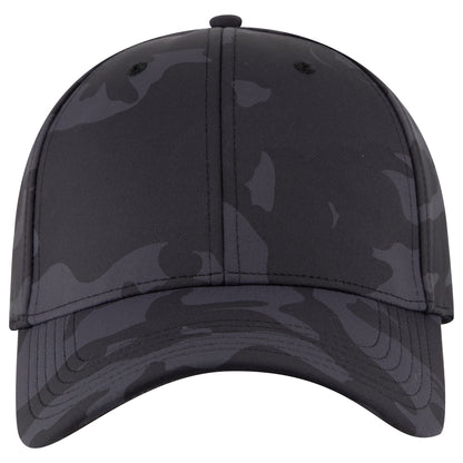 6-Panel Low Profile Baseball Cap — Flex Fit — Custom Leather Patch in Ch.Gry Gry Sk.Blu /Blk