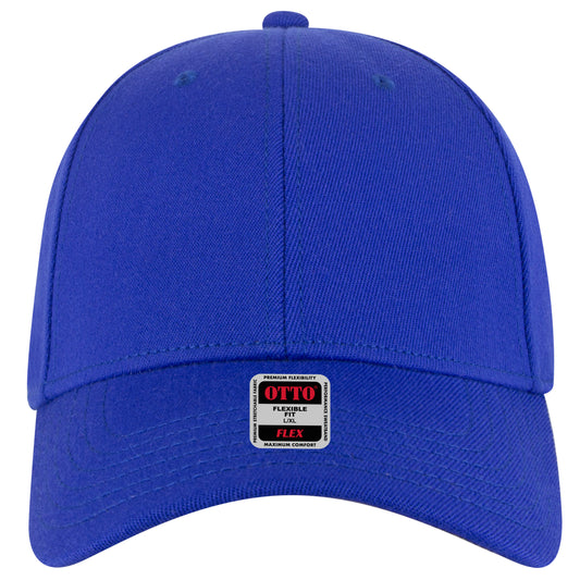 6-Panel Low Profile Baseball Cap — Flex Fit — Custom Leather Patch in Royal