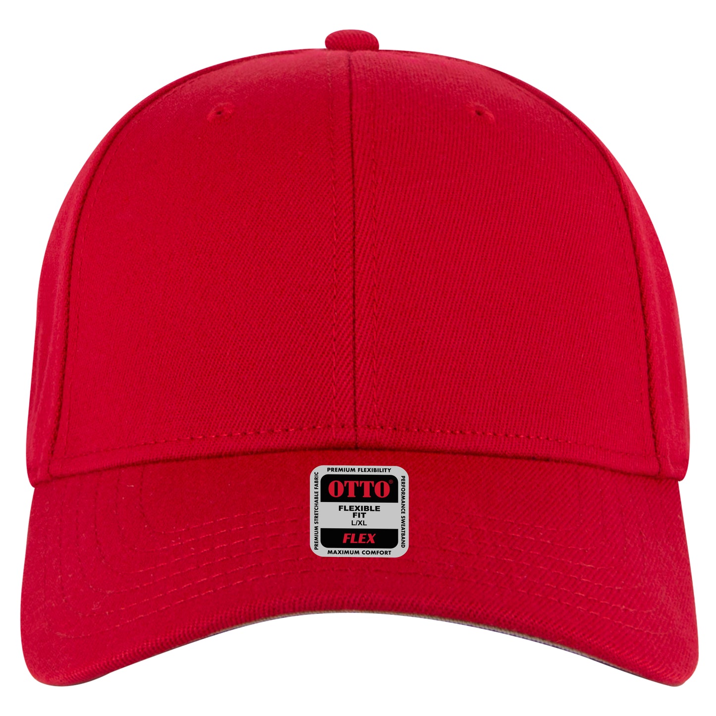 6-Panel Low Profile Baseball Cap — Flex Fit — Custom Leather Patch in Red