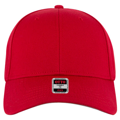 6-Panel Low Profile Baseball Cap — Flex Fit — Custom Leather Patch in Red