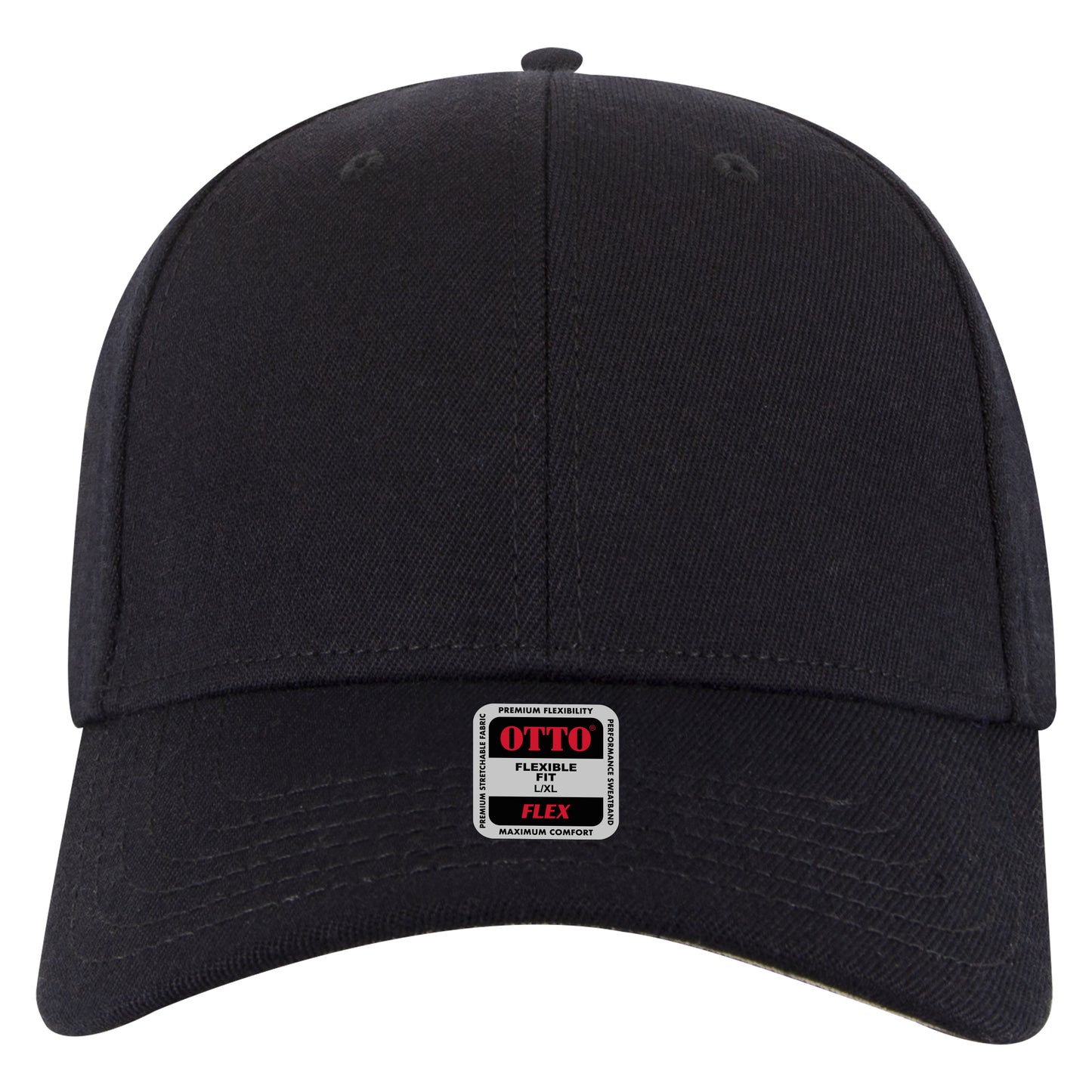 6-Panel Low Profile Baseball Cap — Flex Fit — Custom Leather Patch in Black