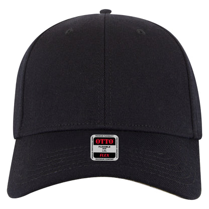6-Panel Low Profile Baseball Cap — Flex Fit — Custom Leather Patch in Black