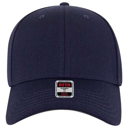 6-Panel Low Profile Baseball Cap — Flex Fit — Custom Leather Patch in Navy
