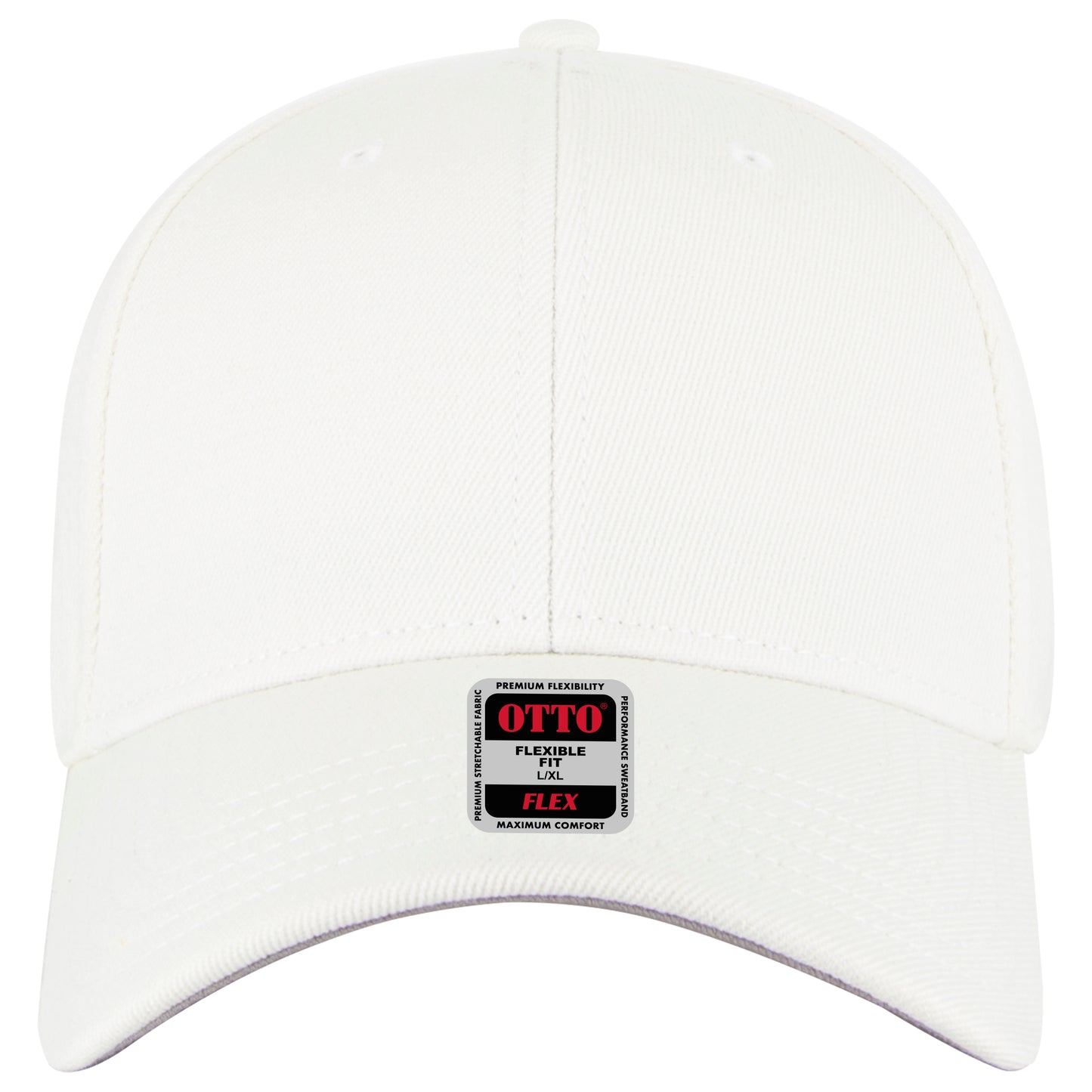 6-Panel Low Profile Baseball Cap — Flex Fit — Custom Leather Patch in White