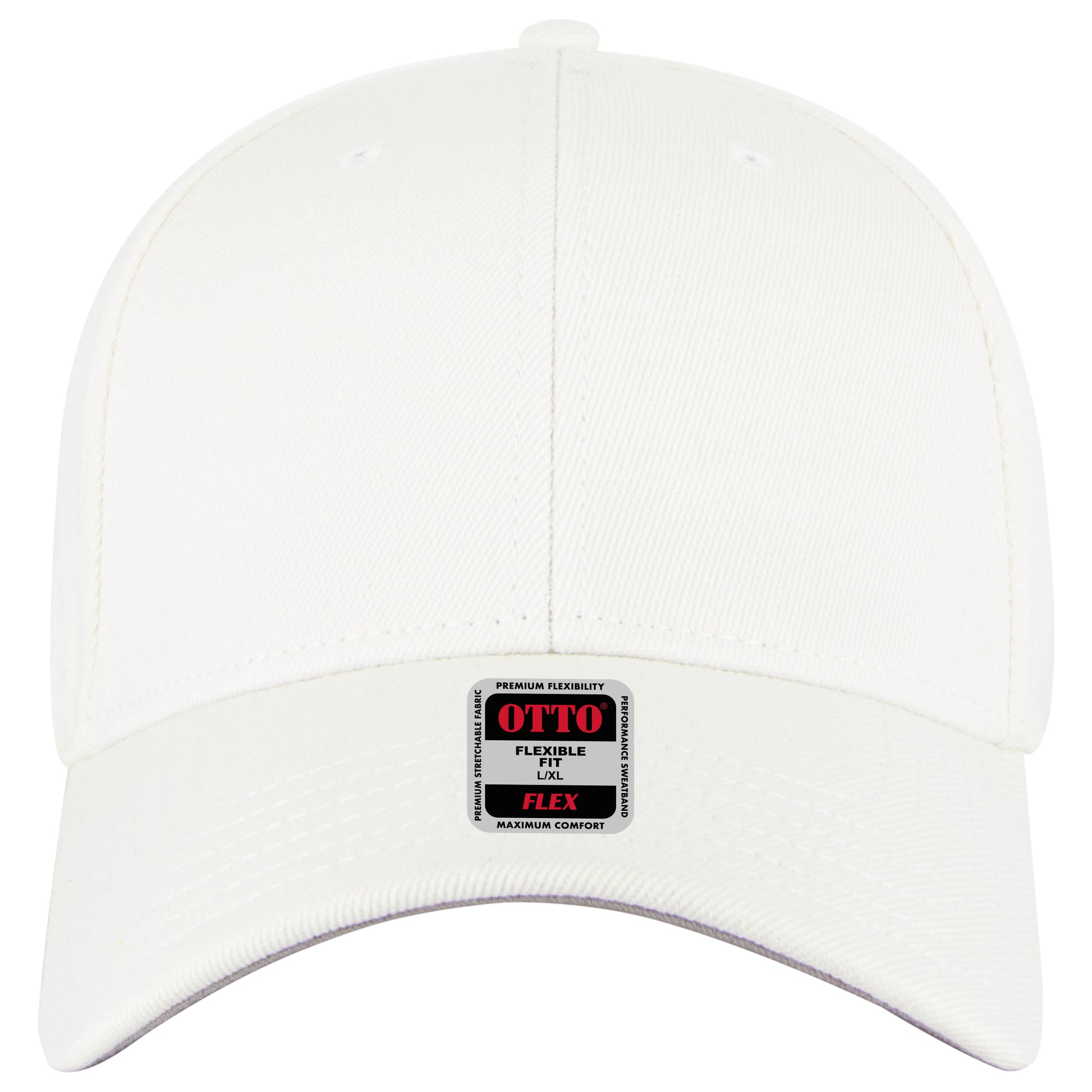 6-Panel Low Profile Baseball Cap — Flex Fit — Custom Leather Patch in White