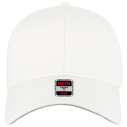 6-Panel Low Profile Baseball Cap — Flex Fit — Custom Leather Patch in White
