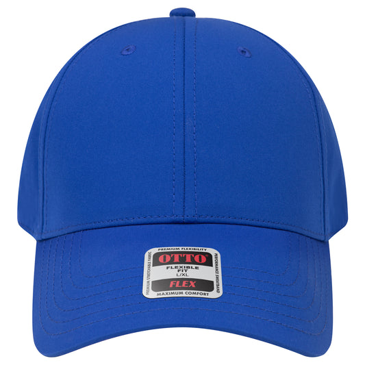 6-Panel Low Profile Baseball Cap — Flex Fit — Custom Leather Patch in Royal