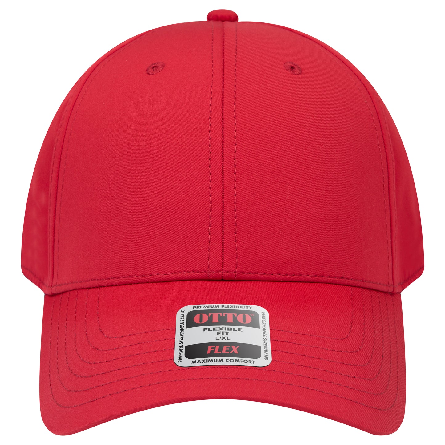 6-Panel Low Profile Baseball Cap — Flex Fit — Custom Leather Patch in Red