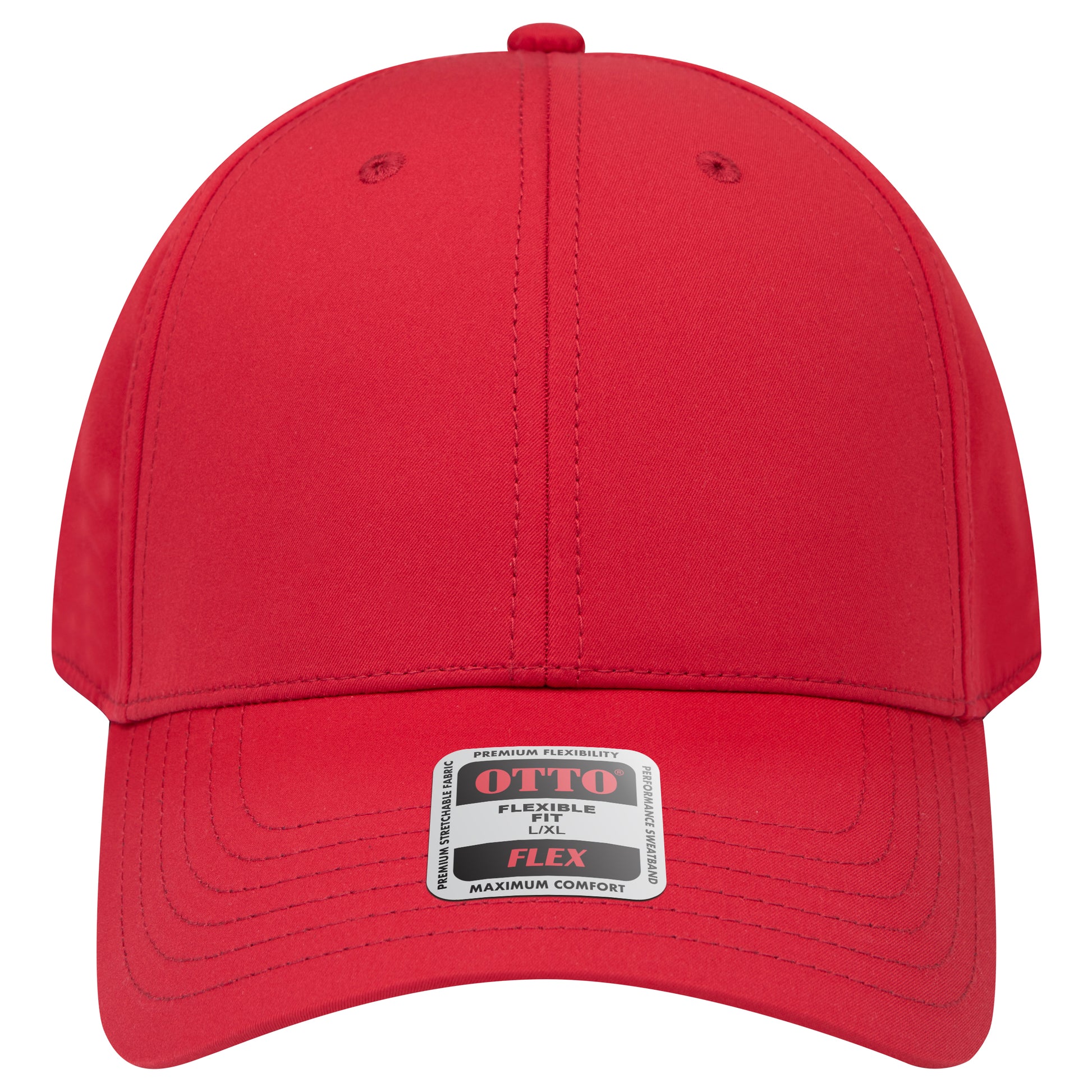 6-Panel Low Profile Baseball Cap — Flex Fit — Custom Leather Patch in Red