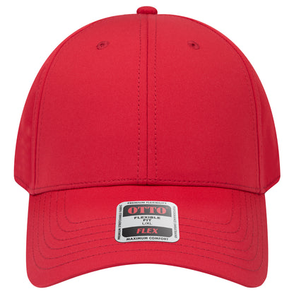 6-Panel Low Profile Baseball Cap — Flex Fit — Custom Leather Patch in Red