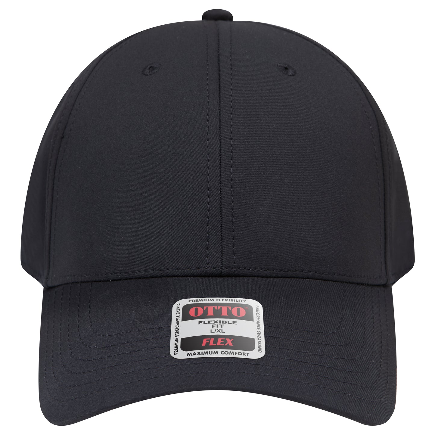 6-Panel Low Profile Baseball Cap — Flex Fit — Custom Leather Patch in Black