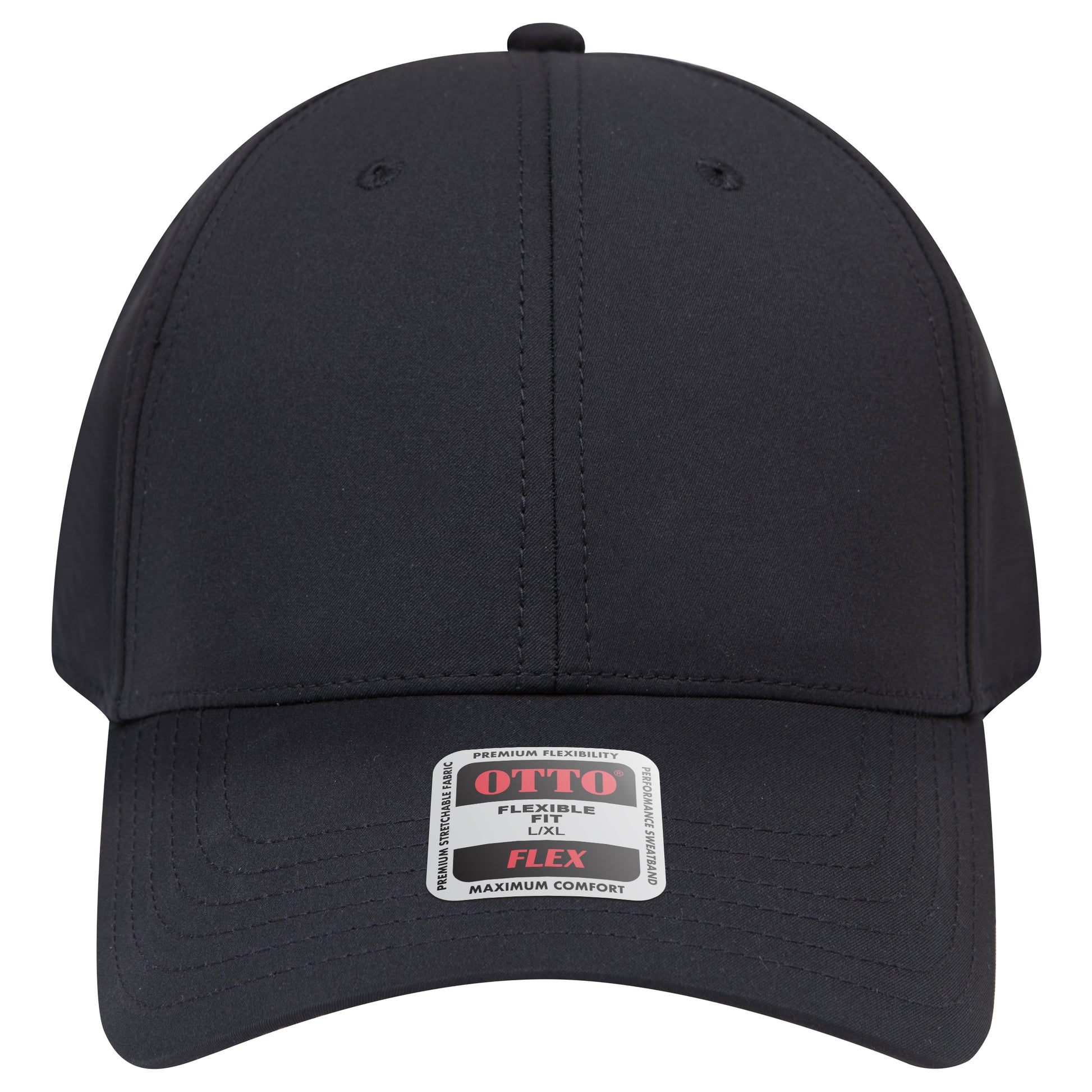 6-Panel Low Profile Baseball Cap — Flex Fit — Custom Leather Patch in Black