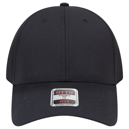 6-Panel Low Profile Baseball Cap — Flex Fit — Custom Leather Patch in Black