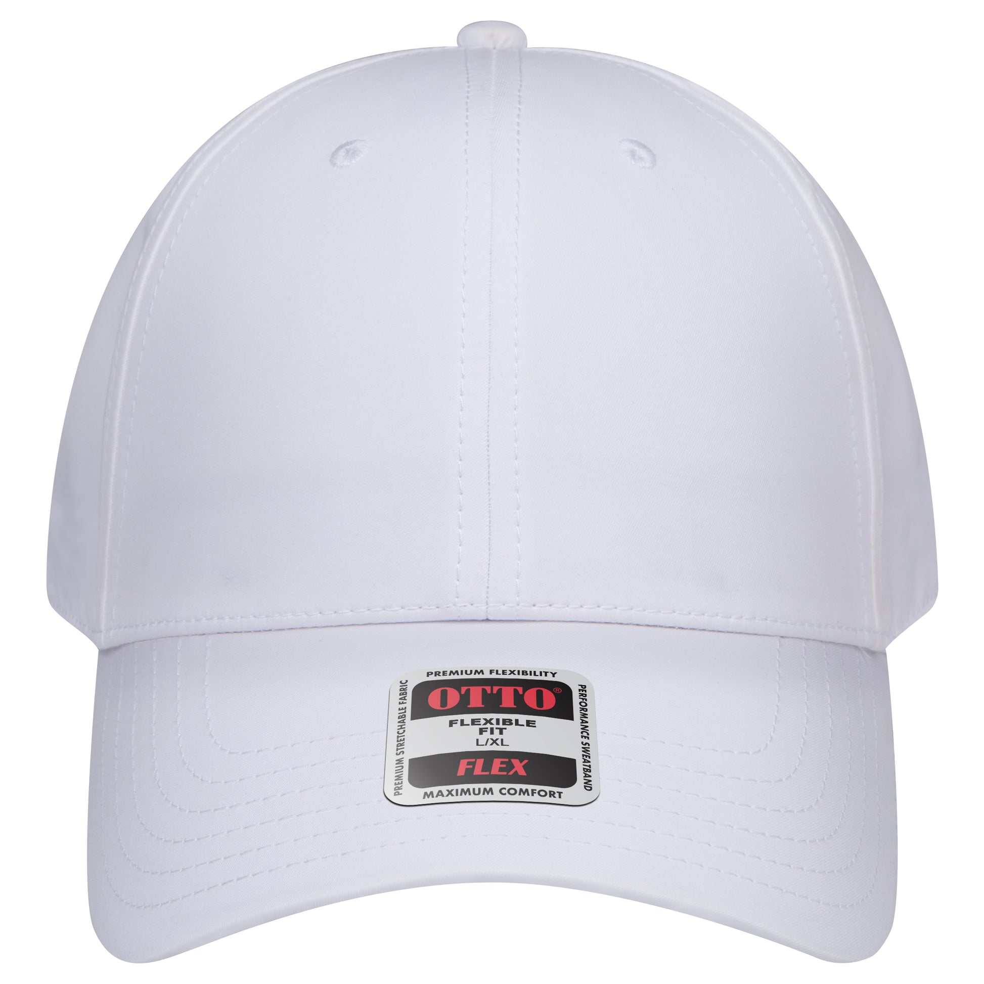 6-Panel Low Profile Baseball Cap — Flex Fit — Custom Leather Patch in White
