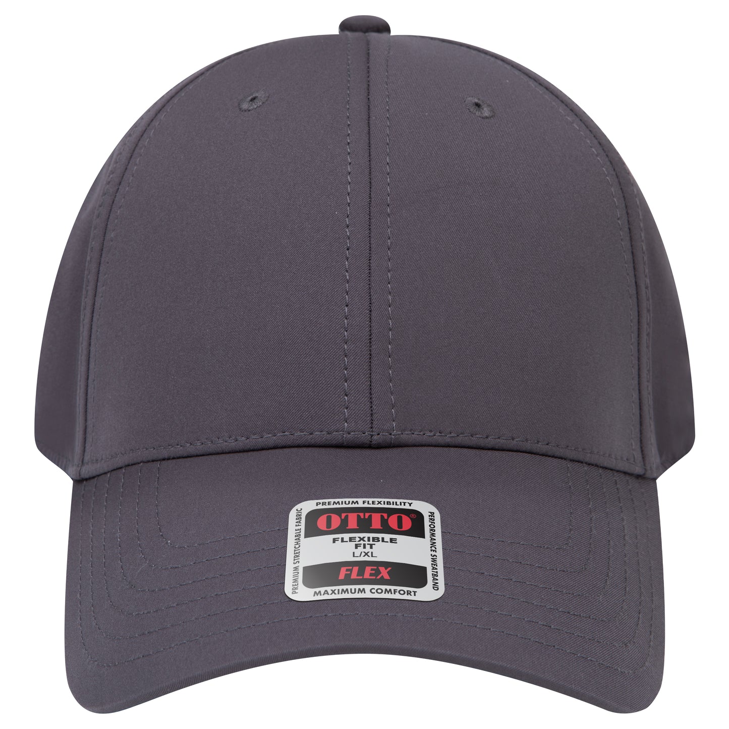 6-Panel Low Profile Baseball Cap — Flex Fit — Custom Leather Patch in Char. Gr
