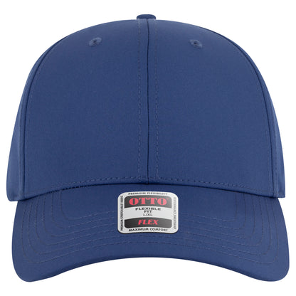 6-Panel Low Profile Baseball Cap — Flex Fit — Custom Leather Patch in Ind. Blu