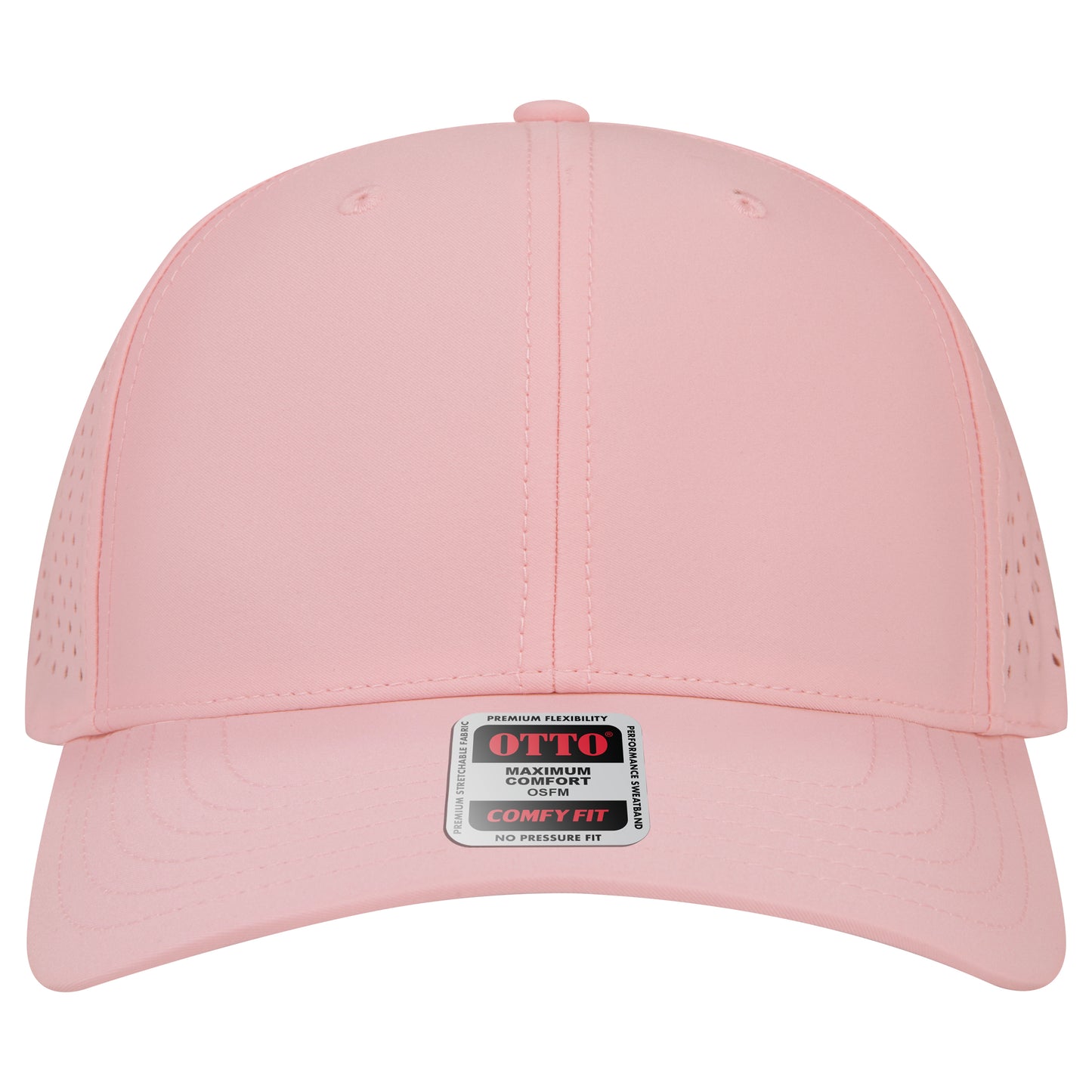 6-Panel Mid Profile Baseball Cap w/ Perforated — Stretch Comfort Fit — Custom Leather Patch in Soft Pin