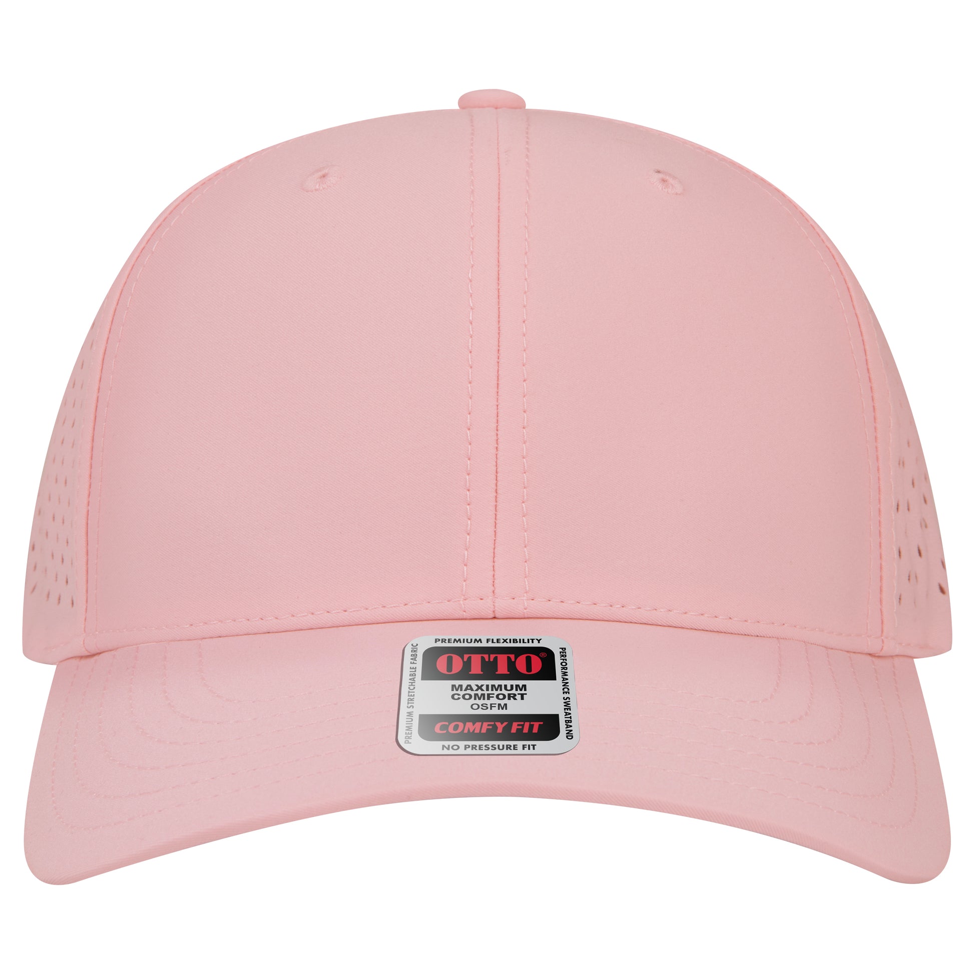 6-Panel Mid Profile Baseball Cap w/ Perforated — Stretch Comfort Fit — Custom Leather Patch in Soft Pin