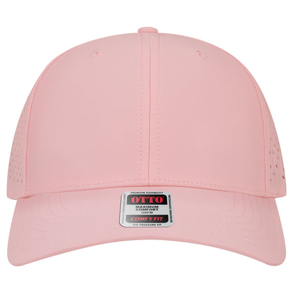 6-Panel Mid Profile Baseball Cap w/ Perforated — Stretch Comfort Fit — Custom Leather Patch in Soft Pin