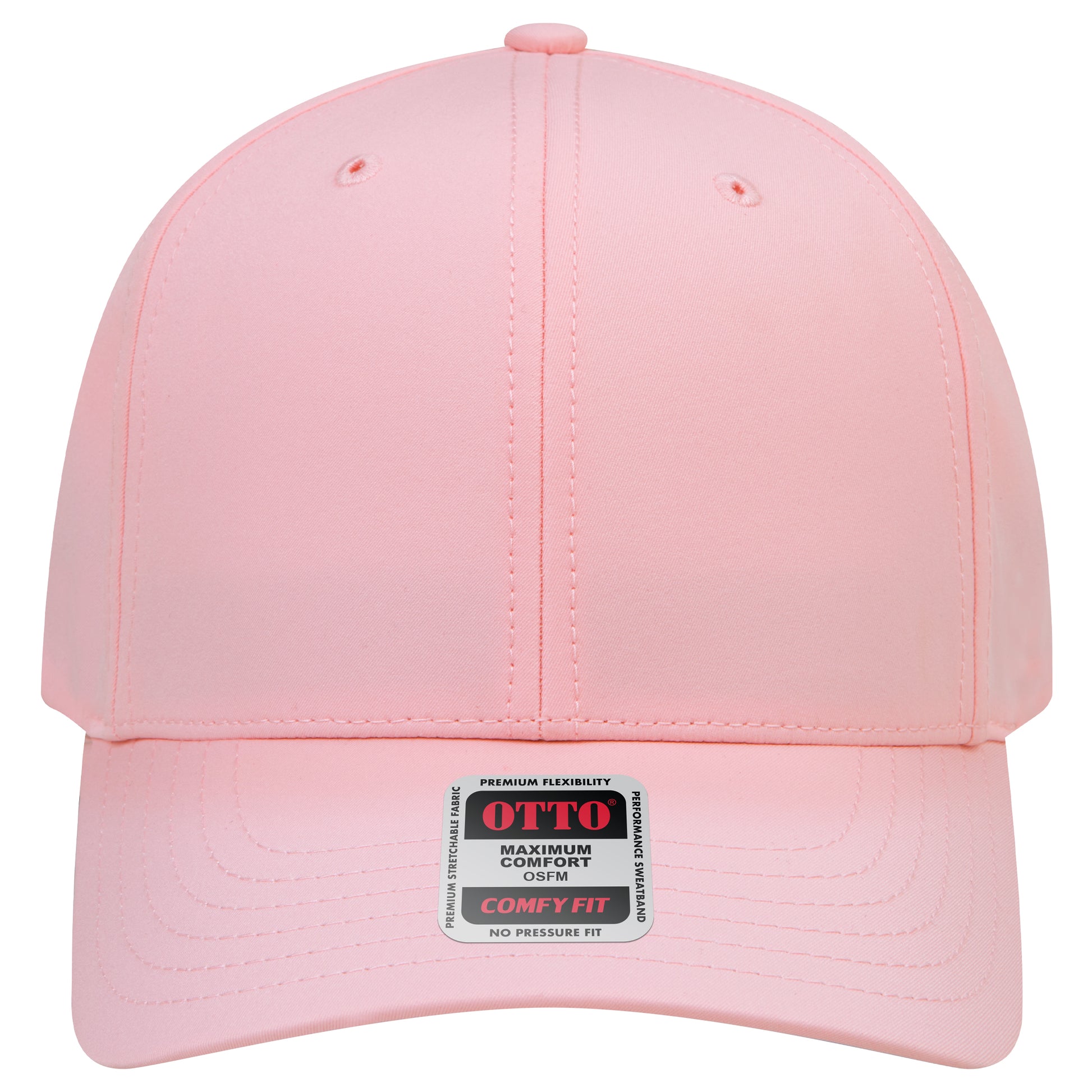 6-Panel Mid Profile Baseball Cap — Stretch Comfort Fit — Custom Leather Patch in Soft Pin