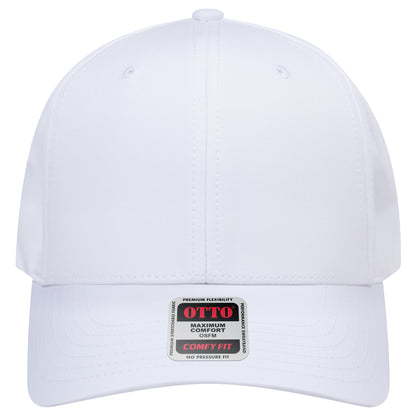 6-Panel Mid Profile Baseball Cap — Stretch Comfort Fit — Custom Leather Patch in White