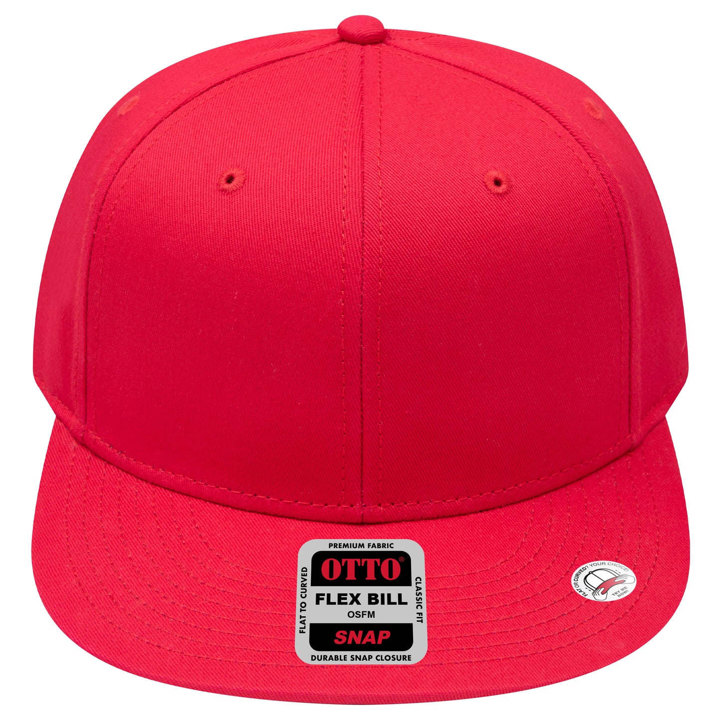 6-Panel Classic Baseball Cap — Snapback — Custom Leather Patch in Red