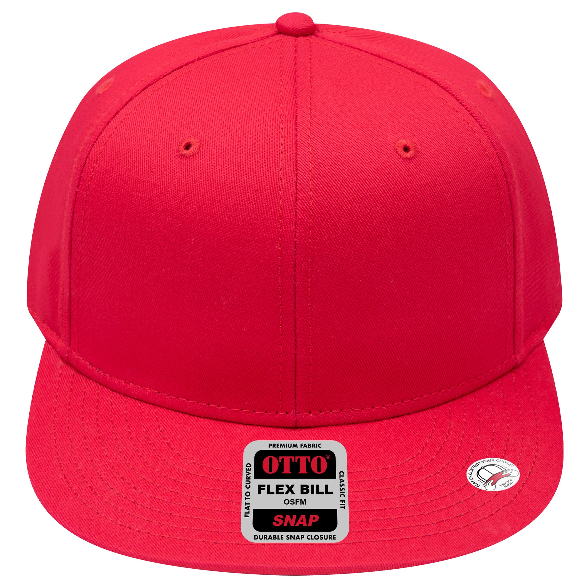 6-Panel Classic Baseball Cap — Snapback — Custom Leather Patch in Red
