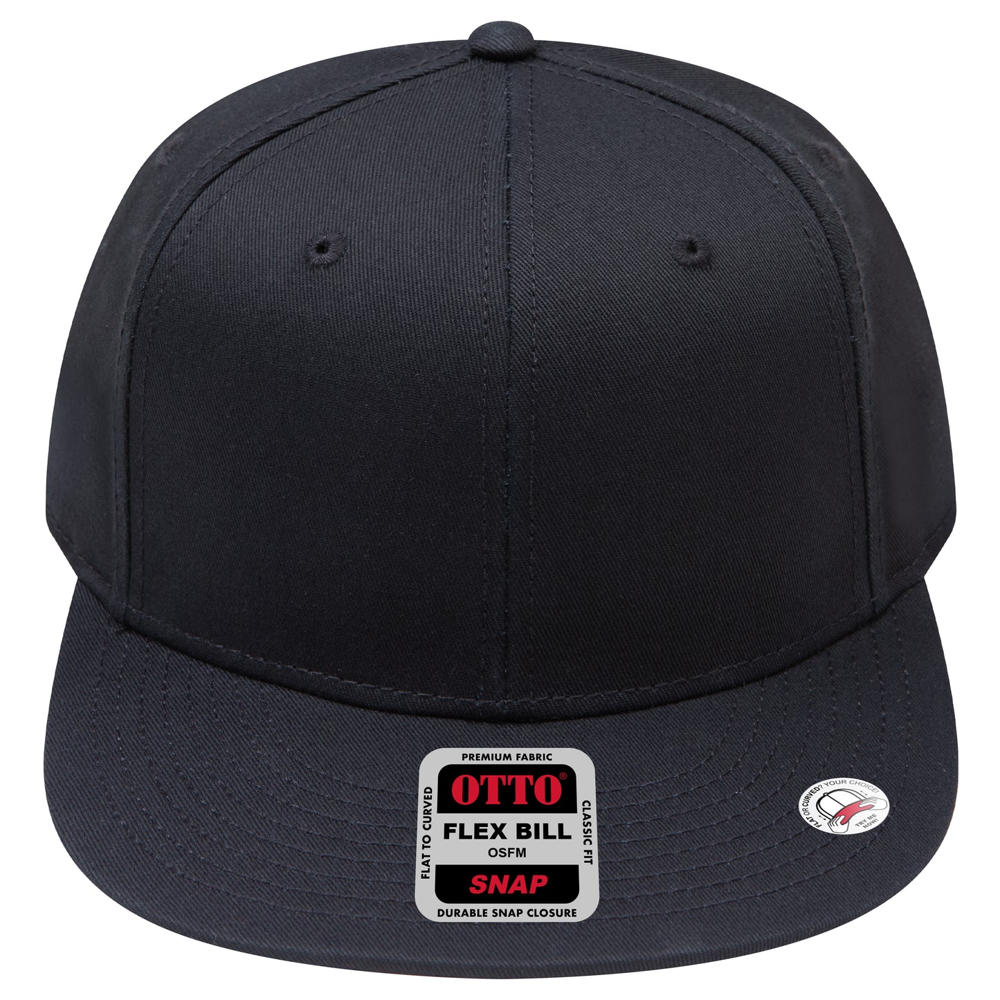 6-Panel Classic Baseball Cap — Snapback — Custom Leather Patch in Black