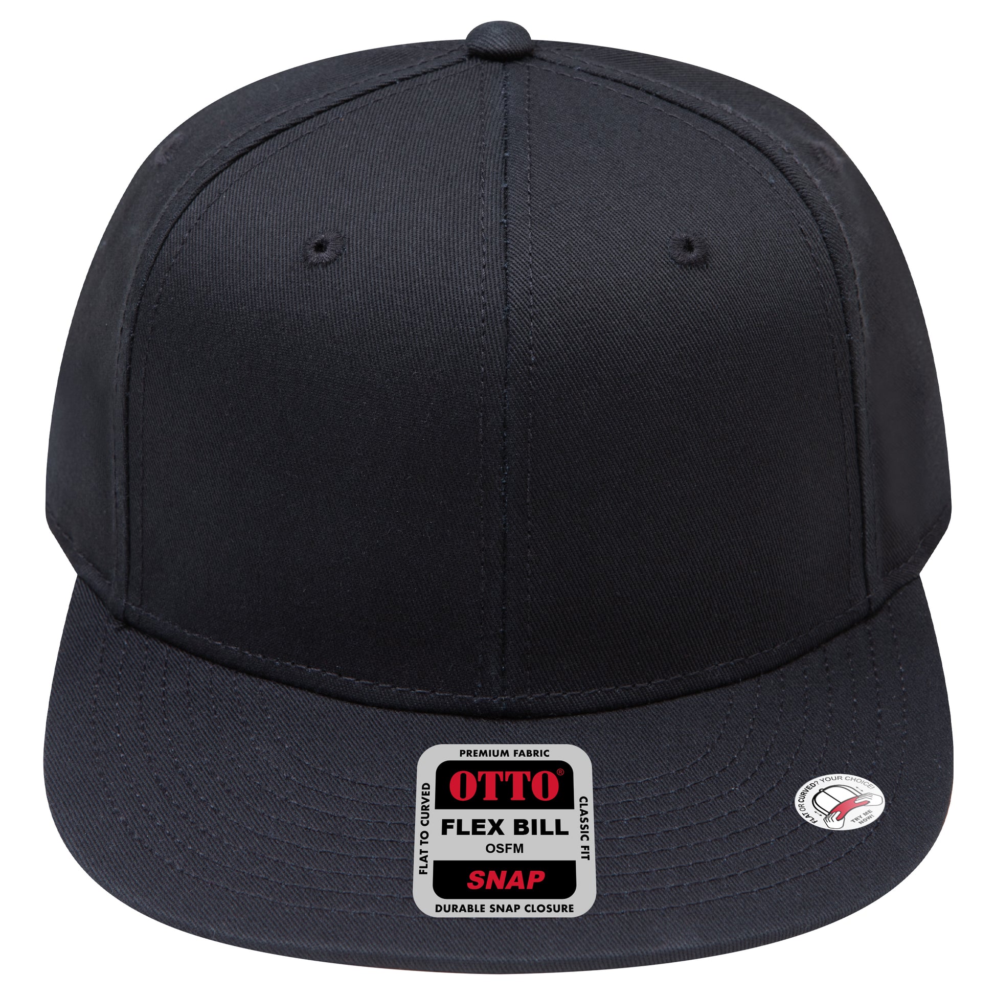 6-Panel Classic Baseball Cap — Snapback — Custom Leather Patch in Black