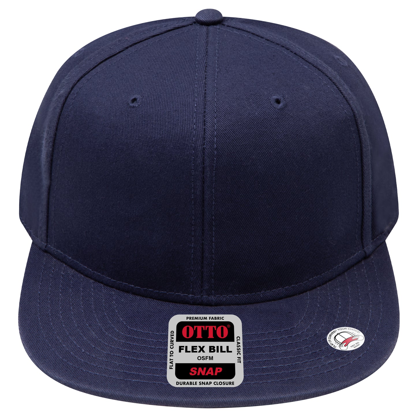 6-Panel Classic Baseball Cap — Snapback — Custom Leather Patch in Navy