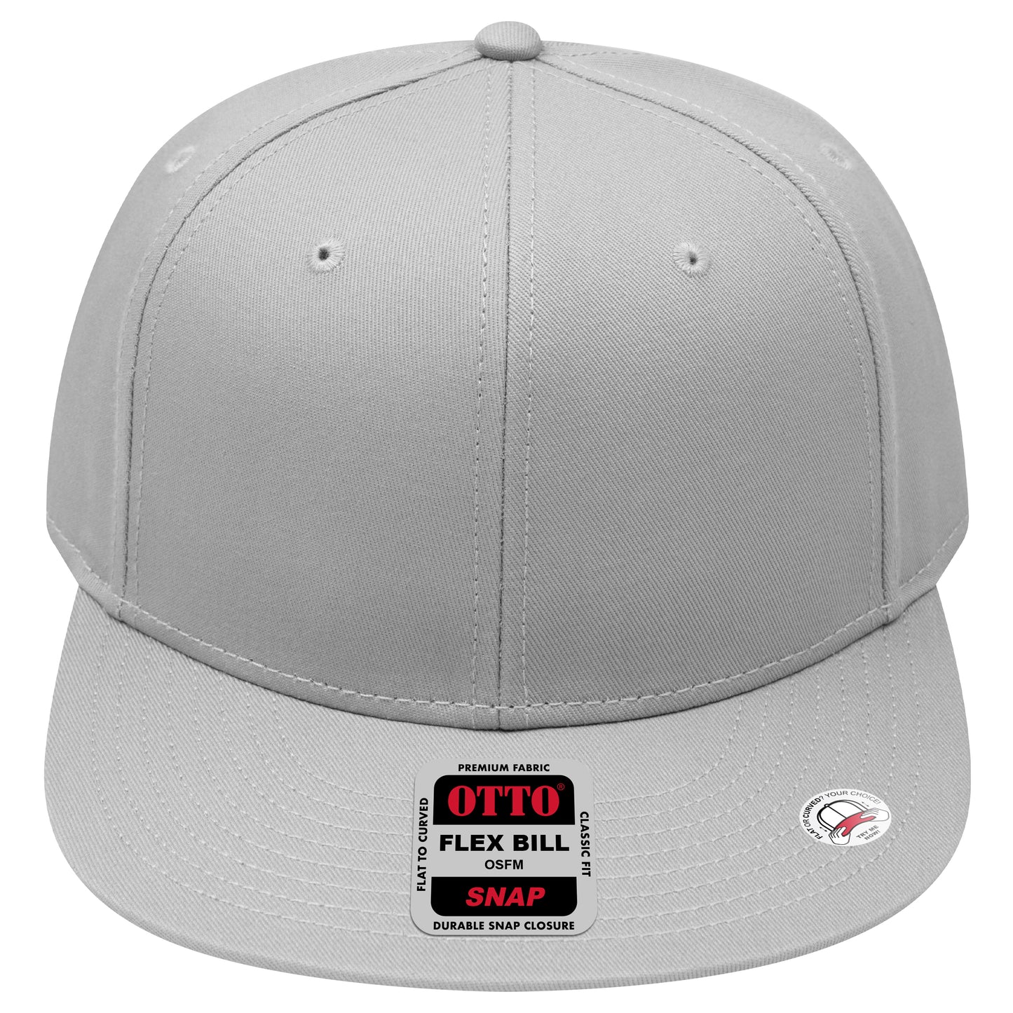 6-Panel Classic Baseball Cap — Snapback — Custom Leather Patch in Gray