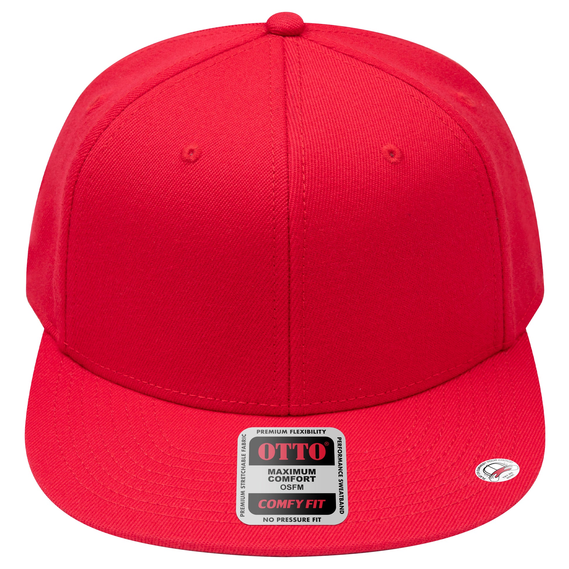 6-Panel Classic Baseball Cap — Stretch Comfort Fit — Custom Leather Patch in Red