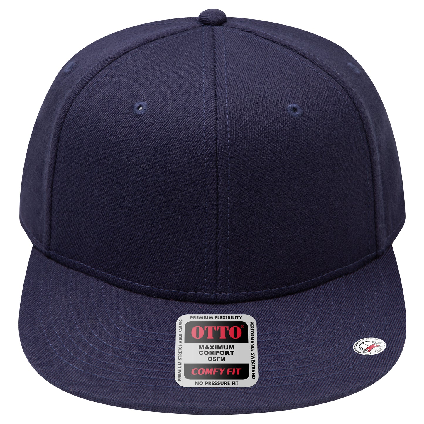 6-Panel Classic Baseball Cap — Stretch Comfort Fit — Custom Leather Patch in Navy