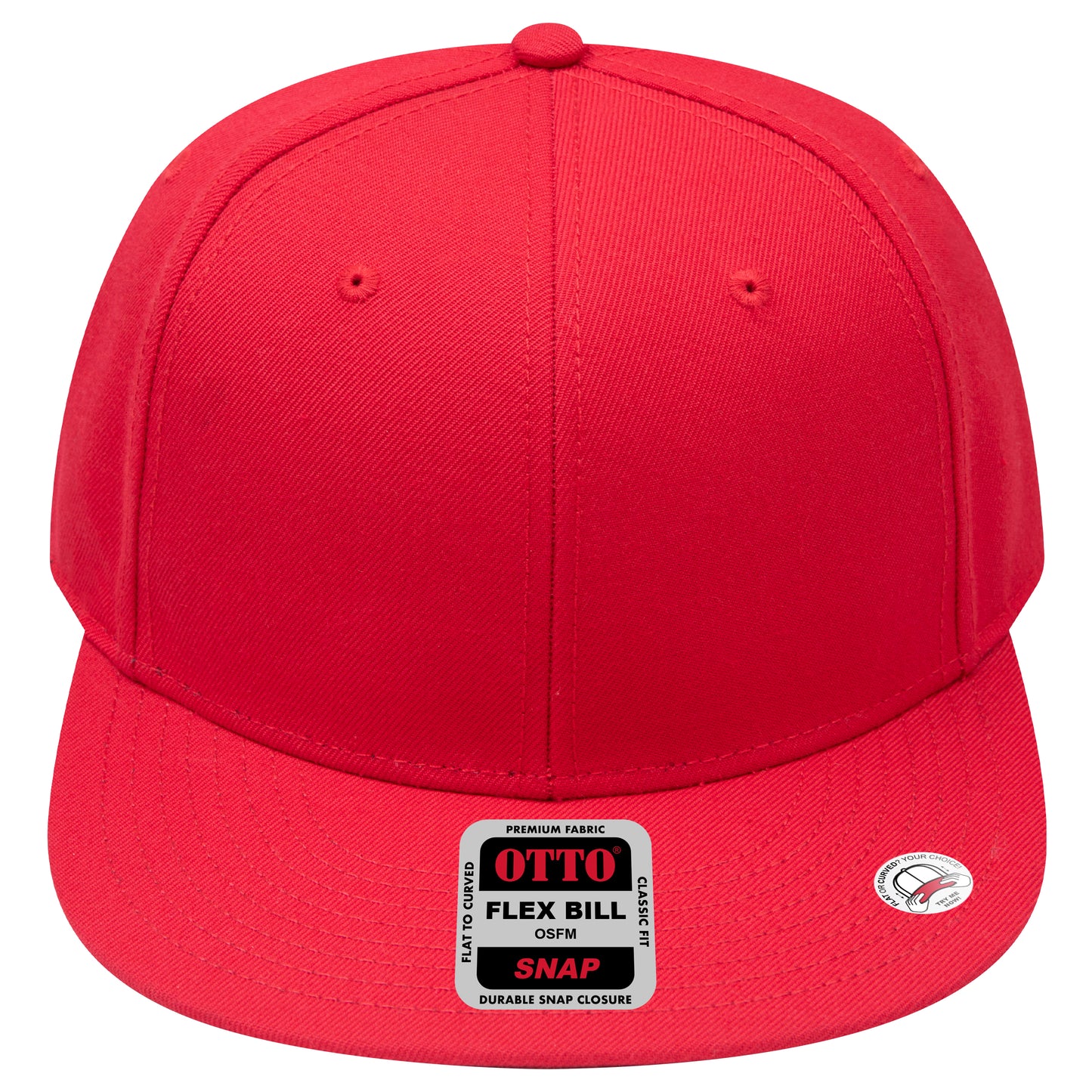6-Panel Classic Baseball Cap — Snapback — Custom Leather Patch in Red