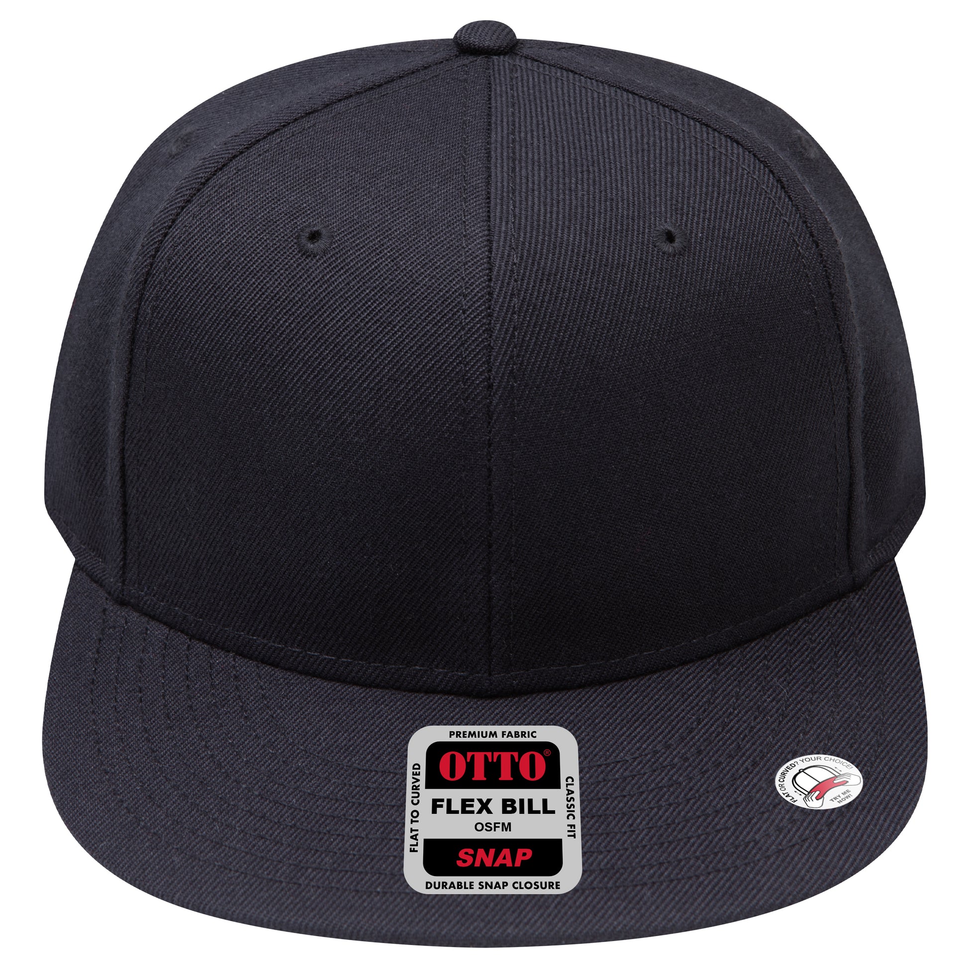 6-Panel Classic Baseball Cap — Snapback — Custom Leather Patch in Black