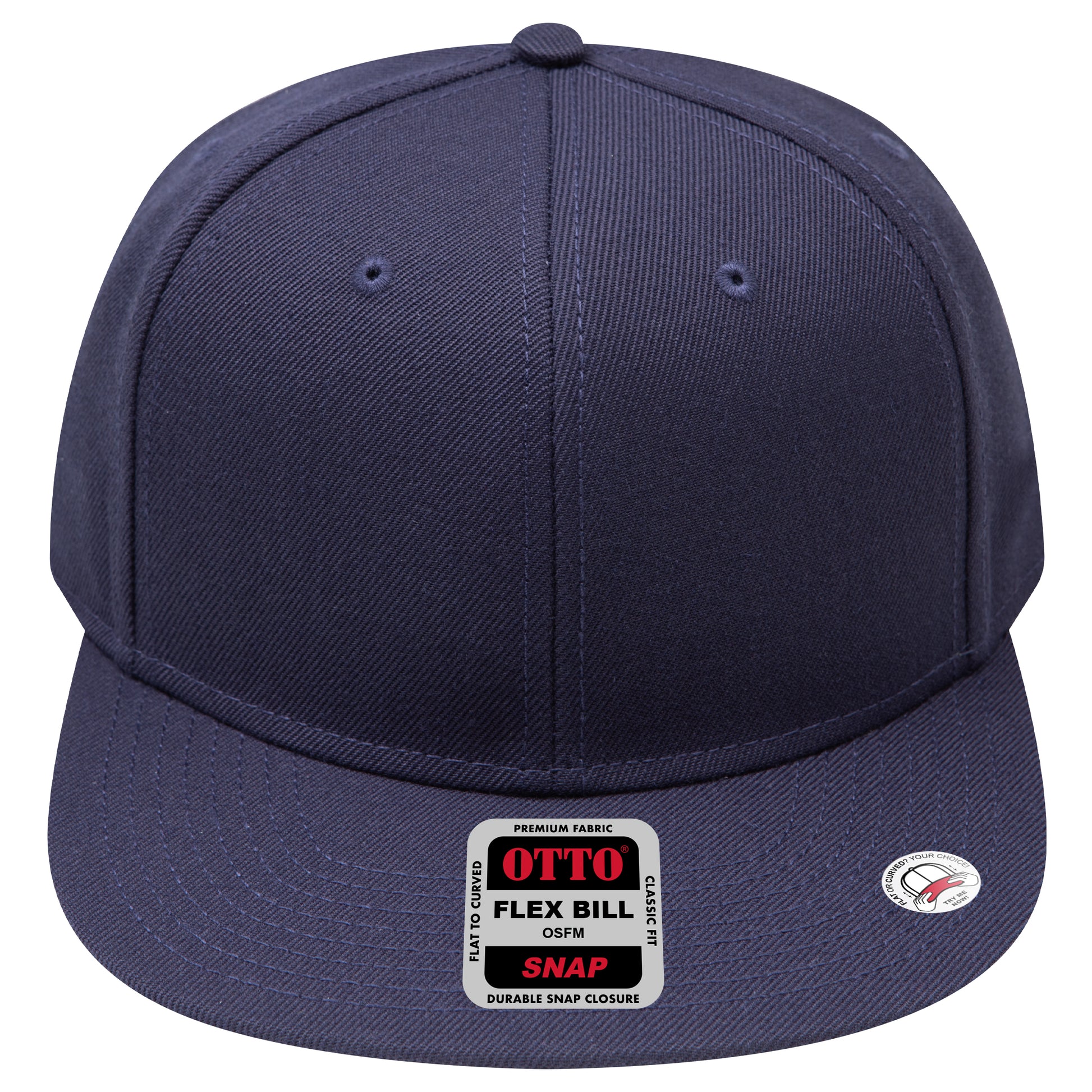 6-Panel Classic Baseball Cap — Snapback — Custom Leather Patch in Navy