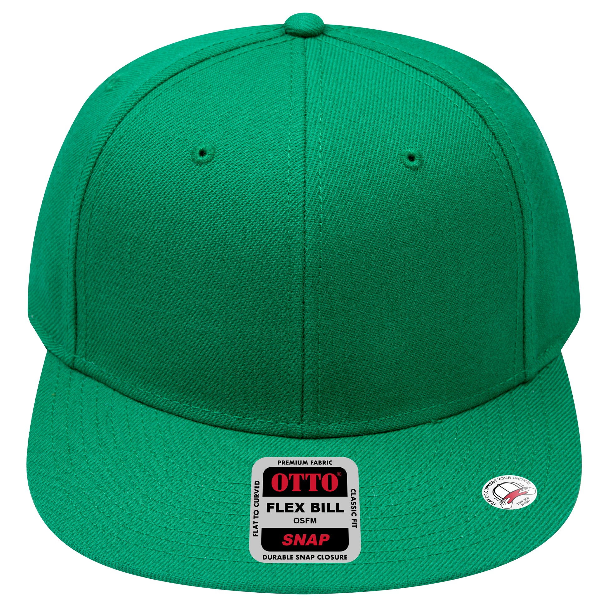 6-Panel Classic Baseball Cap — Snapback — Custom Leather Patch in Kelly