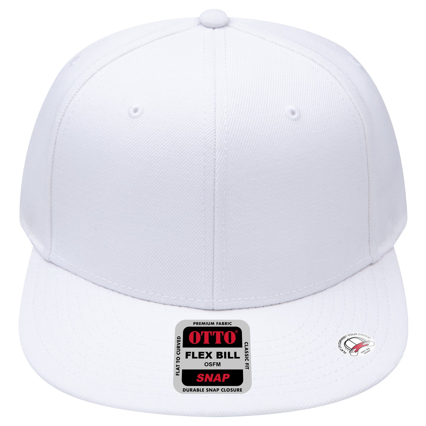 6-Panel Classic Baseball Cap — Snapback — Custom Leather Patch in White
