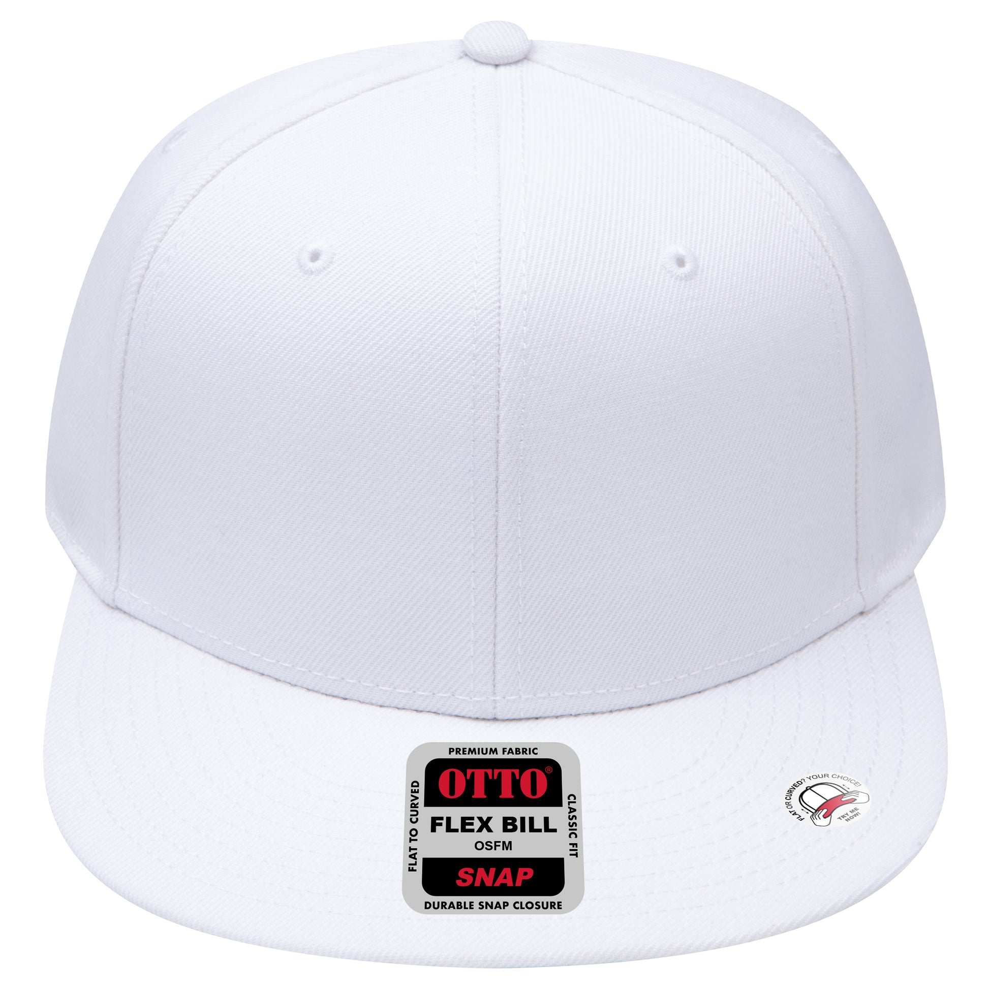 6-Panel Classic Baseball Cap — Snapback — Custom Leather Patch in White