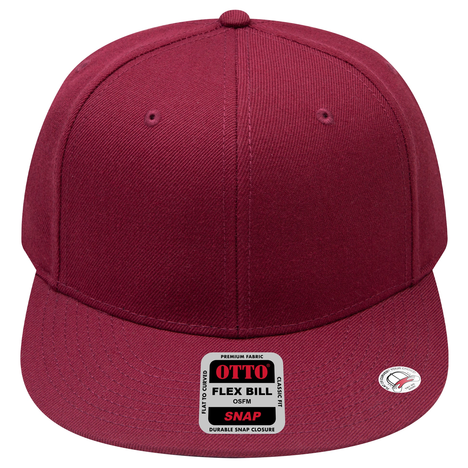 6-Panel Classic Baseball Cap — Snapback — Custom Leather Patch in Burg. M